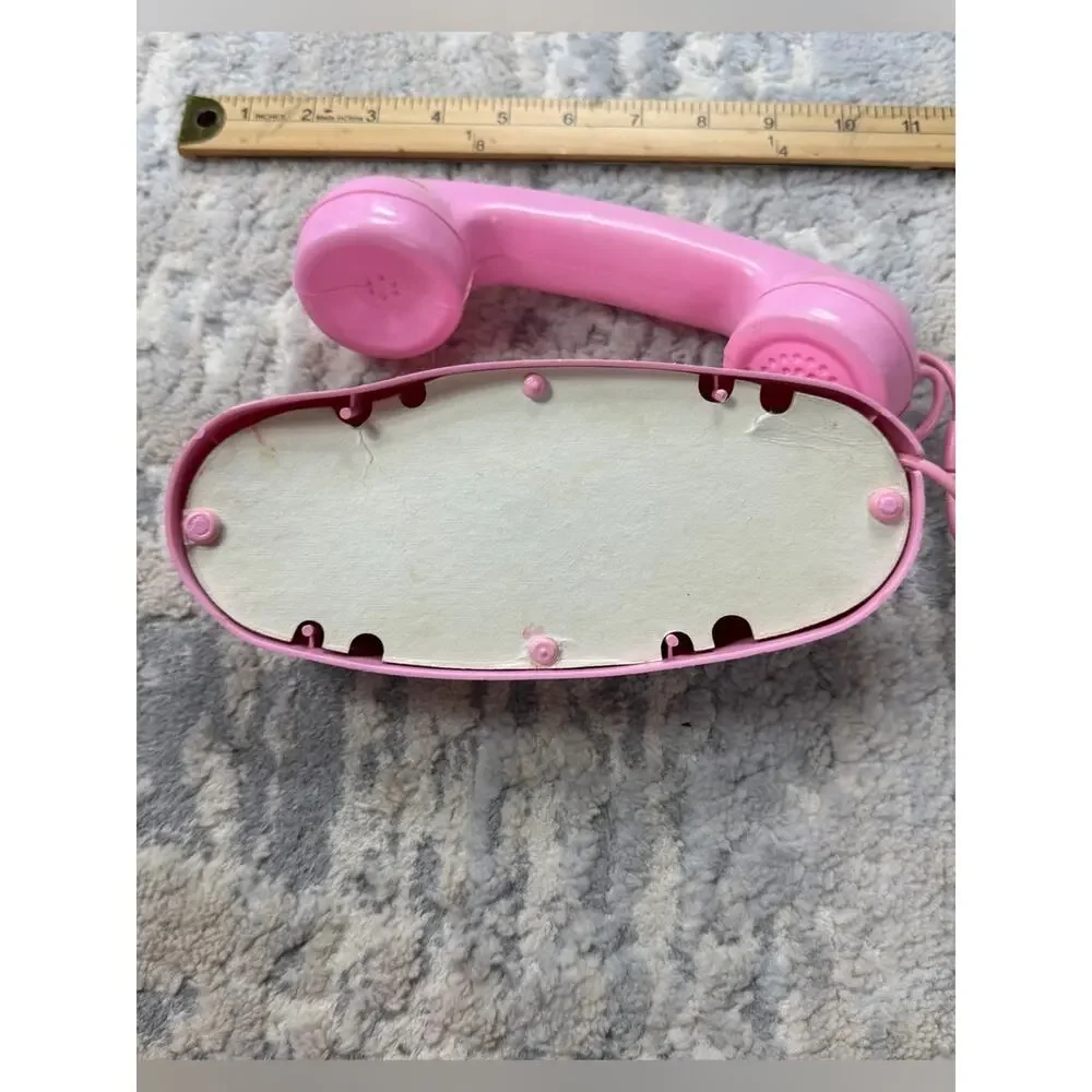 Vintage Pink Princess Plastic Toy Phone Push Button 1980s